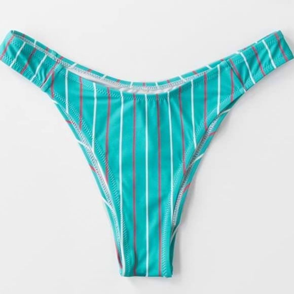 Cupshe Blue Striped Triangle Low Rise Bikini Size Small - Picture 5 of 13